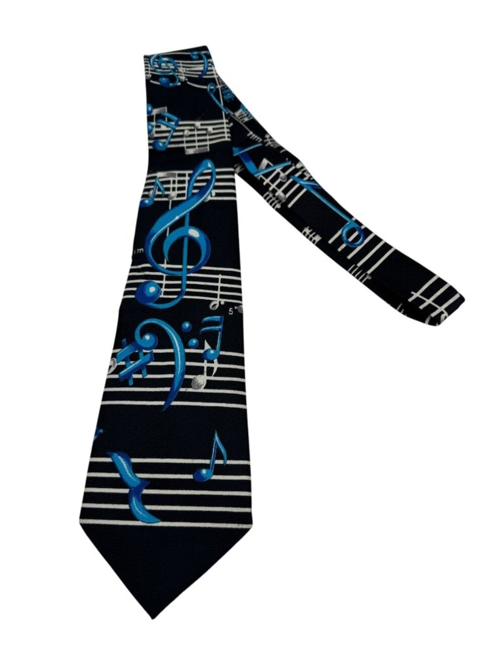 Museo Handmade Mens Musical Notes Retro Neck Tie Black Blue Classic 58 in
